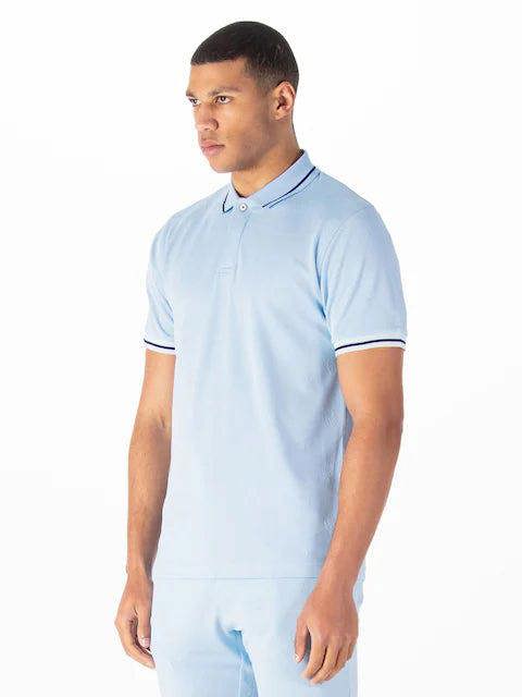Luke 1977 LUKE1977 Saxon textured Polo Shirt - Sky Blue