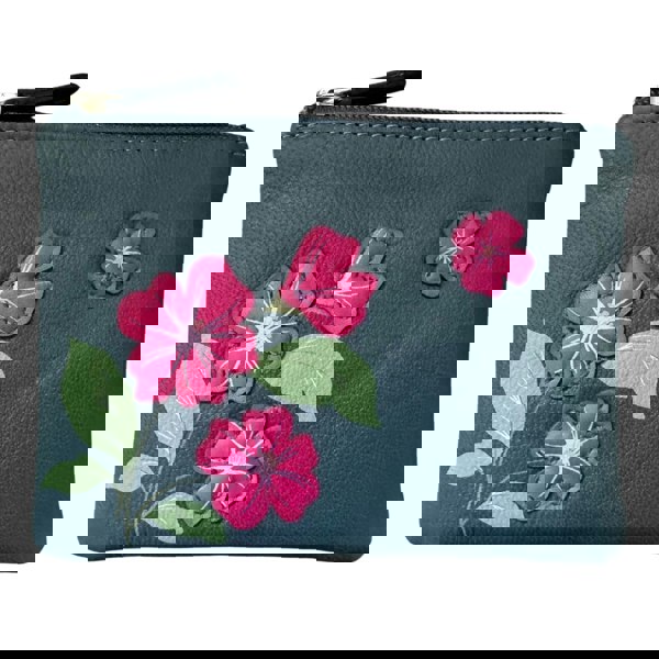 Mala Leather Sakura Collection Card & Coin Purse – Floral Appliqué – RFID