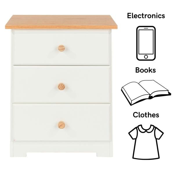 Core Products Set of 2 Colorado Rustic White 3-Drawer Bedside Cabinets