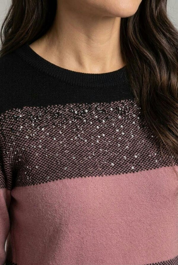 Izabel London Colour Block Sparkly Curve Hem Jumper