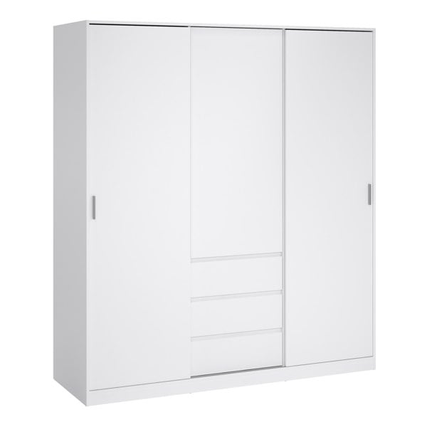 Furniture To Go Naia Wardrobe with 2 sliding doors + 1 door + 3 drawers in White High Gloss