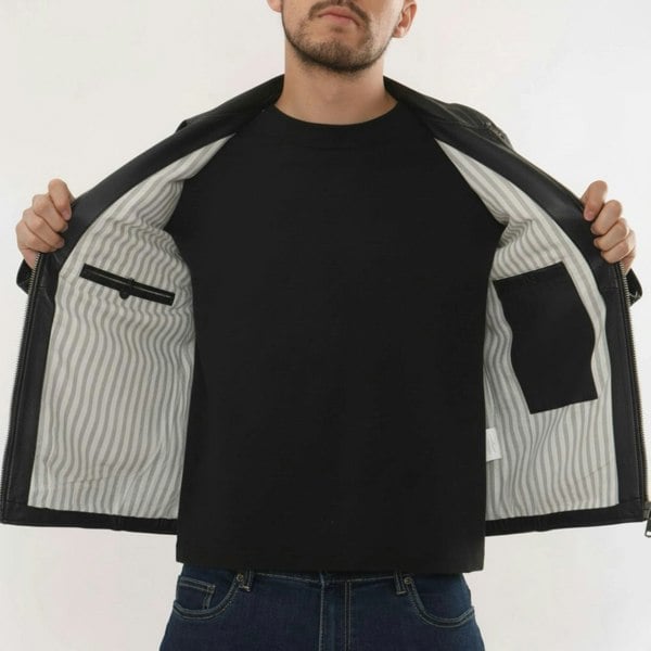 Leather Company Men's Lambskin Leather Motorcycle Jacket Slim Fit Biker Coat