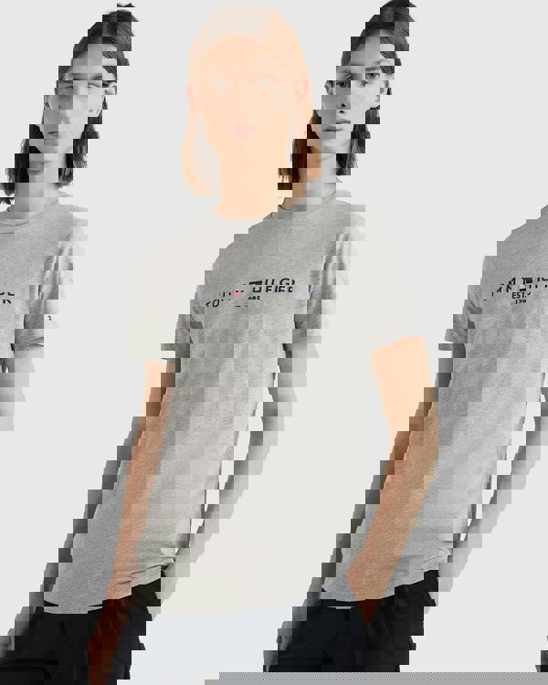 Tommy Hilfiger Mens Core Tommy Logo Tee - Cloud Heather