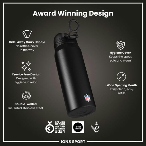 ION8 NFL x ION8 Insulated Steel Water Bottle, NFL Rams, 750ml (24oz)