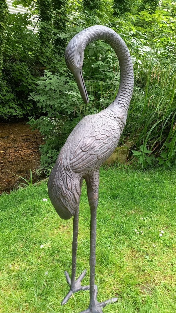 Inspirational Gifting Love Crane Garden Ornament Aluminium with Bronze Finish 1m tall