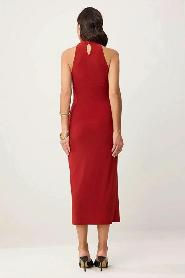 WOVCOR Halter Neck Midi Stretch Knit Dress