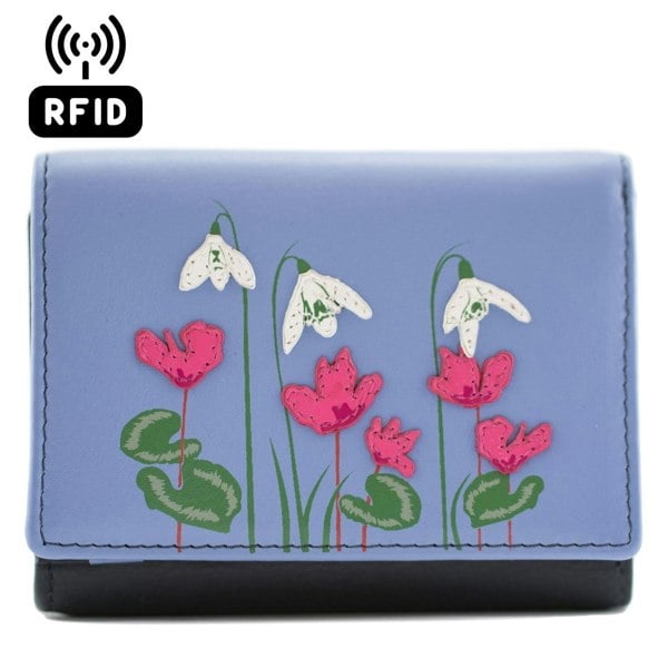 Mala Leather Snowdrop Floral RFID Small Trifold Purse
