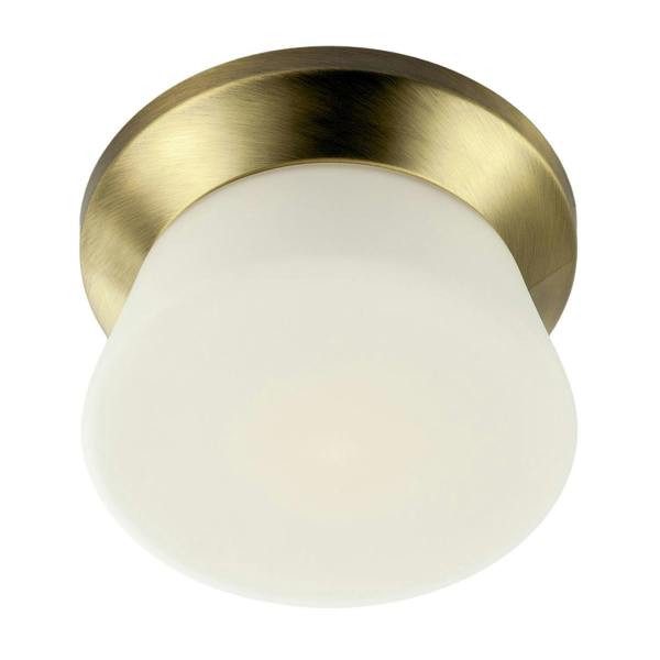 Modern Antique Brass LED Bathroom Ceiling Light with Opal White Glass Image 5
