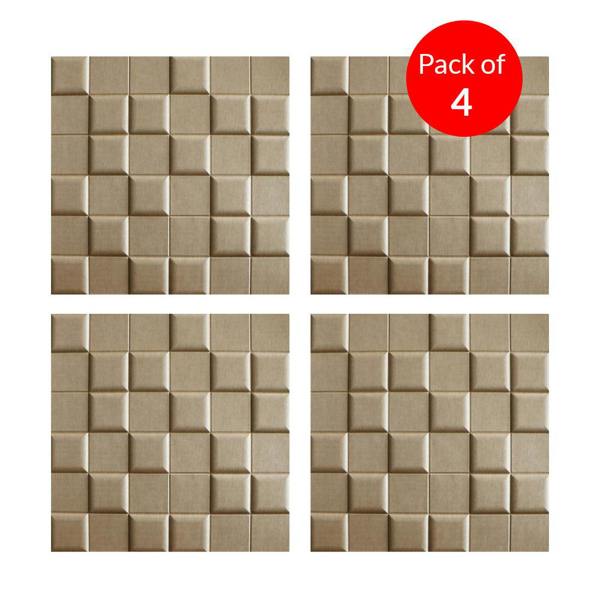 ENER-J Cube Artistic Realm 3D PU Leather Wall Panels - 60x60cms, 10mm Thickness Size 600 x 600 mm (Pack of 4)