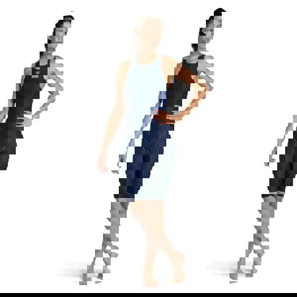 Navy blue Arena Girls Powerskin ST NEXT open back one-piece swimsuit in recycled materials