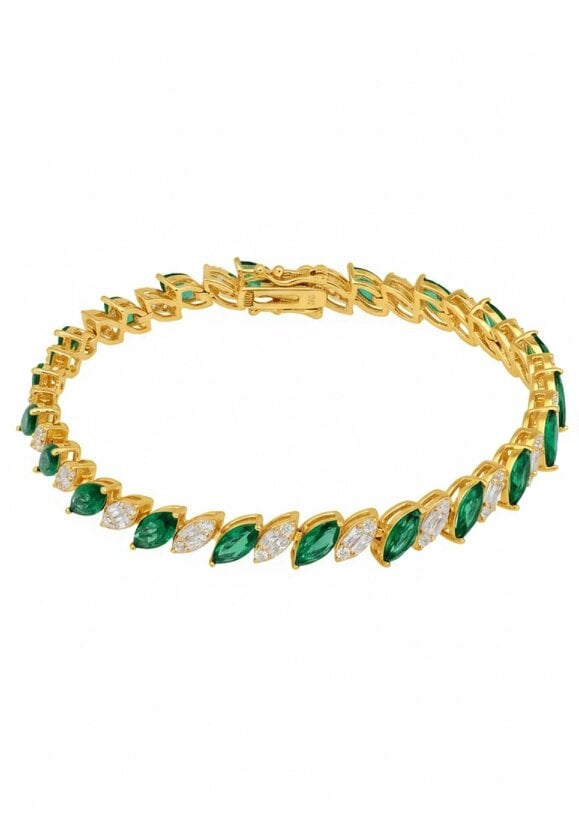Latelita Viscountess Tennis Bracelet Emerald Gold