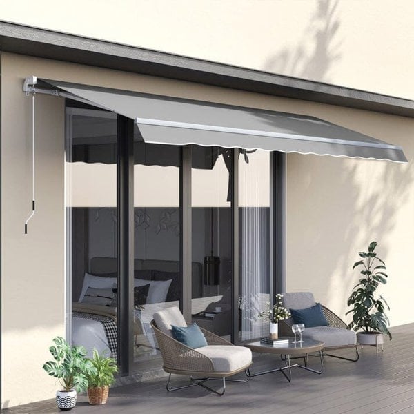 Outdoor Retractable Patio Manual Shelter Awning Canopy for Window and Door Patio Awnings Living and Home