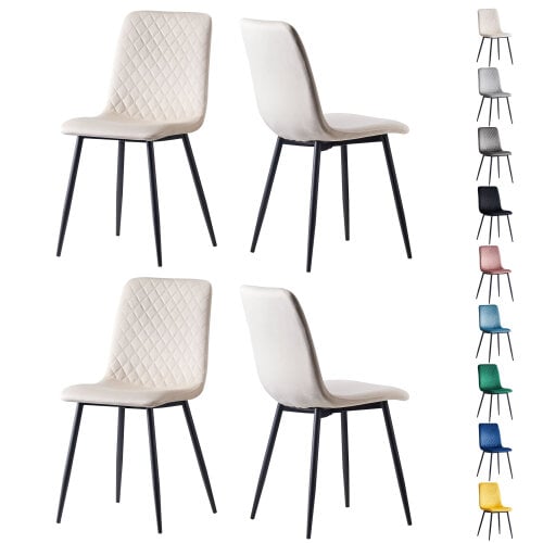 Set of 4 Velvet Fabric Dining chairs Lexi