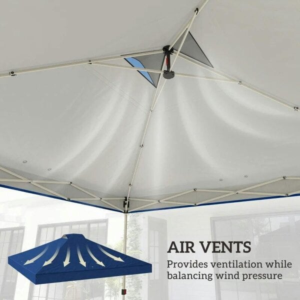 Gazebo Roof Replacement UV50+ Waterproof Pop Up Canopy Cover with 8 Drainage Holes 3 x 3 m Blue