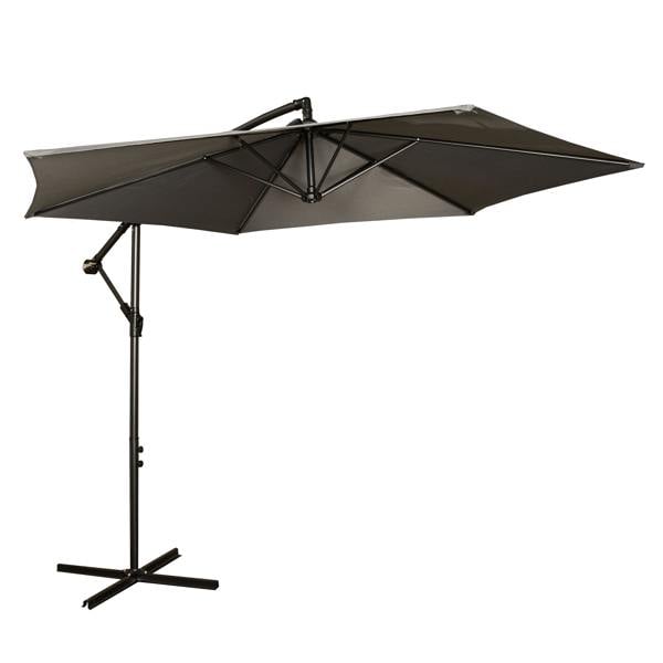 Samuel Alexander 3m Cantilever Parasol in Grey with Crank Handle - Patio Garden Banana Parasol with UV Protection Outdoor Umbrella Sun Shades - Garden