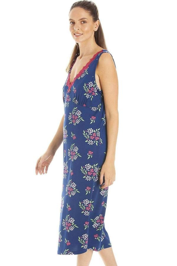 Womens Floral Print Spandex Knee Length Chemises