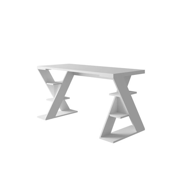 Decortie Papillon Desk with Bookshelf Storage Legs Modern Minimalist Workspace Desk 137x75x60 cm