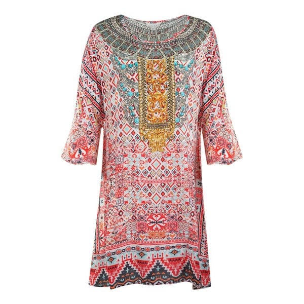 Inoa Aleppo 1928 Print Short Frill Multicoloured Kaftan Cover Up