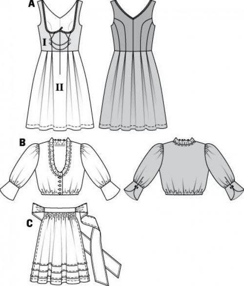 Burda Sewing Pattern 7443 Aprons, Dresses and Tops For Women, Sizes: 10-24 - Intermediate