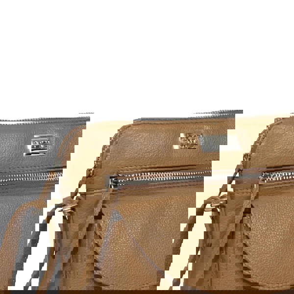 Assots London 'JEAN' Light Tan Real Soft Pebble Grain Leather Crossbody Bag