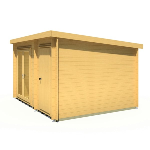 Shire Elm 10Gx12 Multiroom Pent Log Cabin 19mm interlock  Cladding - Best Shed