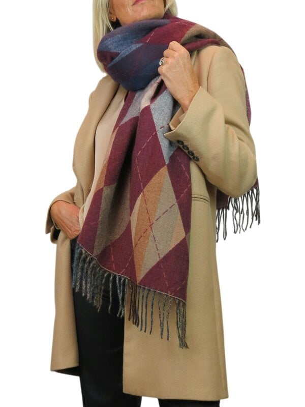 Paulo Due Wool Blend Reversible Argyle Pashmina Scarf