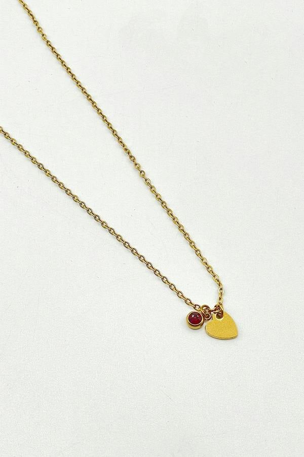SVNX Mini Heart & Janurary Birthstone Necklace in Gold - Gift Boxed