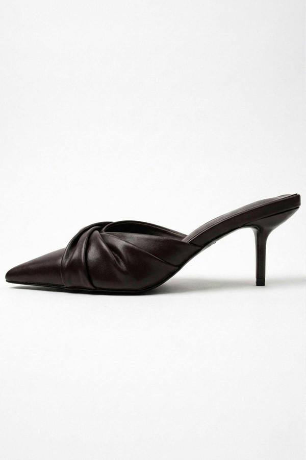 ikrush Ines Knotted Front Pointed Toe Kitten Heel Mules