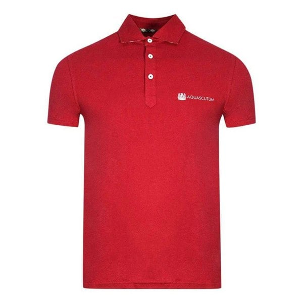 Aquascutum Unisex Adult Aldis Block Logo Polo Shirt - Red