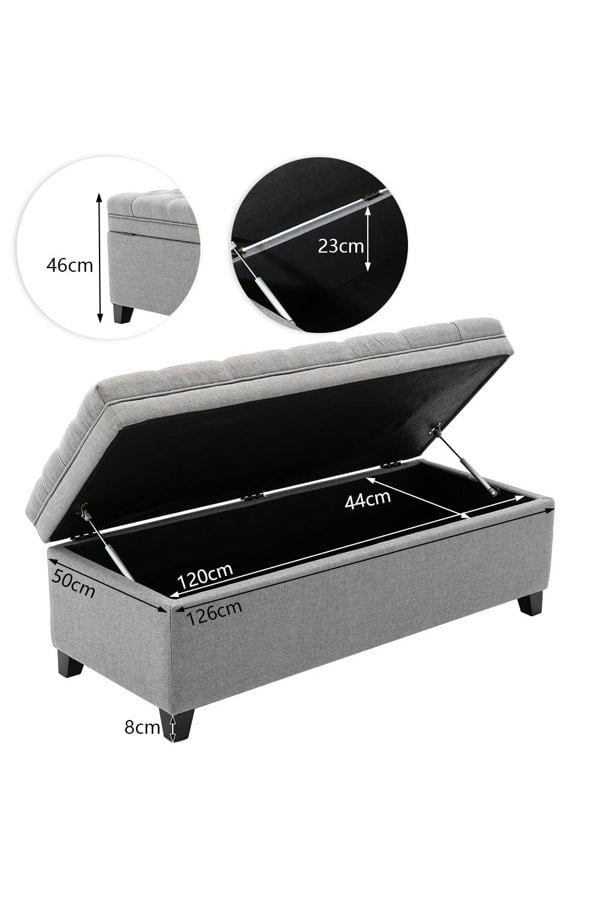 Living and Home Linen Padded Cushion Bed End Bench Storage Seat