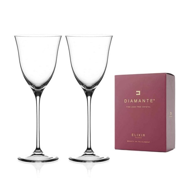 Diamante Kate Crystal White Wine Glasses - Set of 2