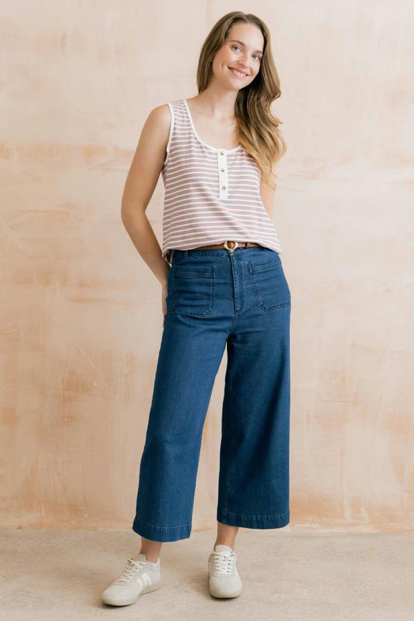 Lily & Me Haze Buttoned Soft Pink Stripe Vest