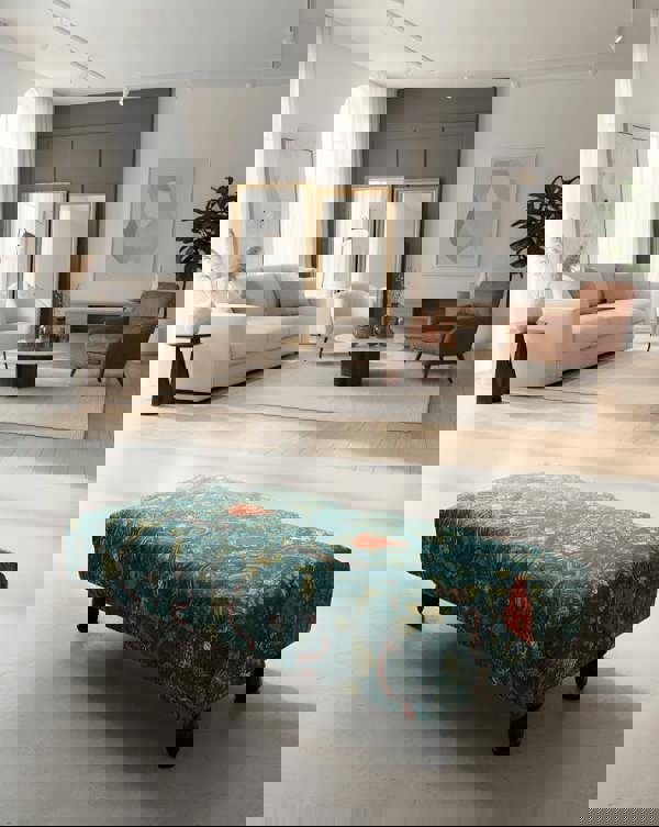 Top View of Green Multicolour Footstool Bench – Plush Memory Foam Cushion - ISTOOLS