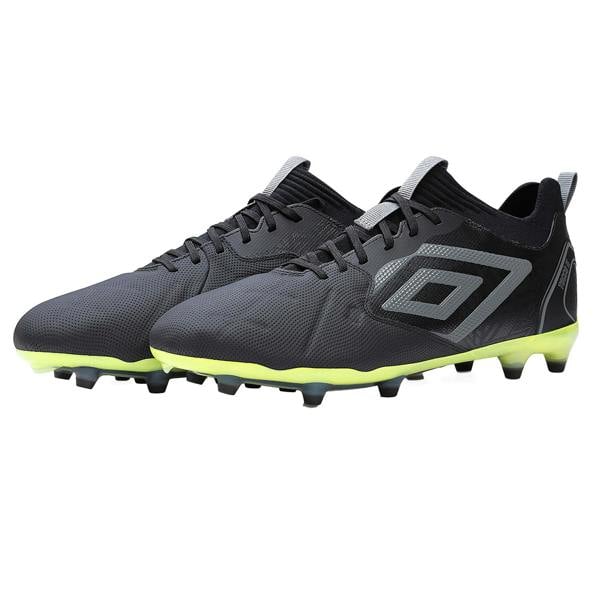 Umbro Mens Tocco 2 Pro Leather Firm Ground Boots - Black/Quiet Shade Grey/Limeade Yellow