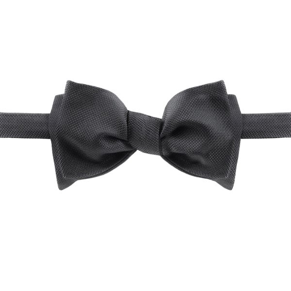 Alexander McQueen dark charcoal grey woven silk bow tie