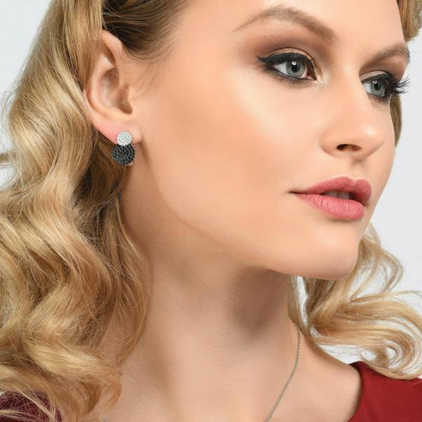 Sterling Silver Black and White Earrings for Women - namana.london