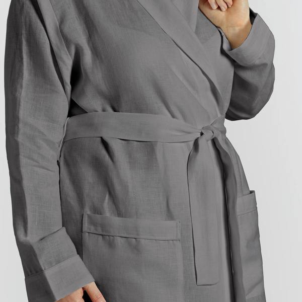 Lazy Linen Charcoal Pyjama & Bathrobe