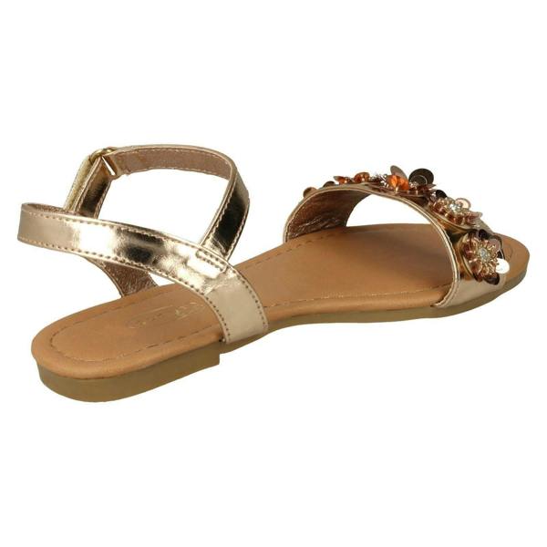 Spot On Girls Spot On Sequin Flower Trim Sandals H0270