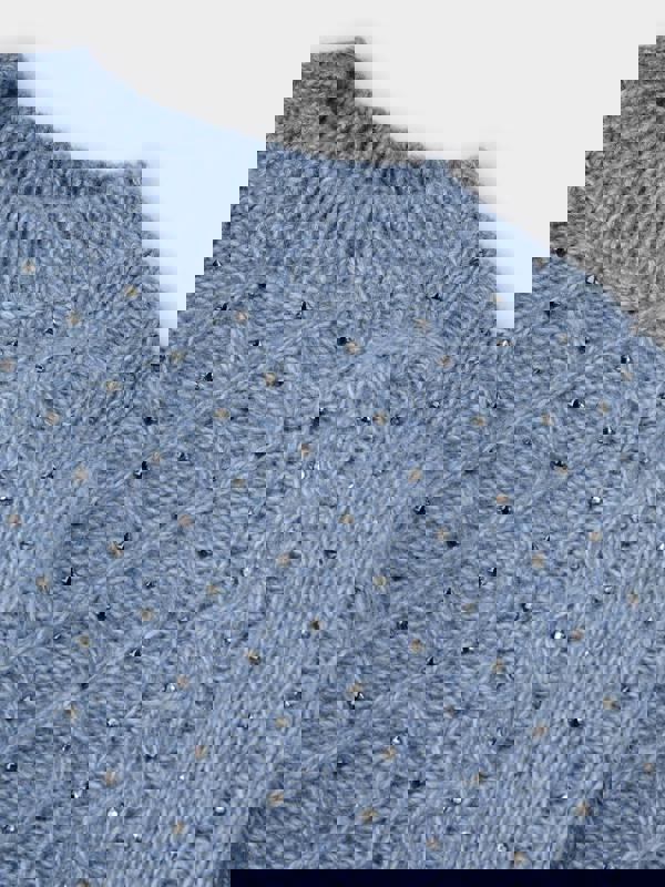 GWD Molly Cornflour Blue Cable Knit Diamanté Jumper