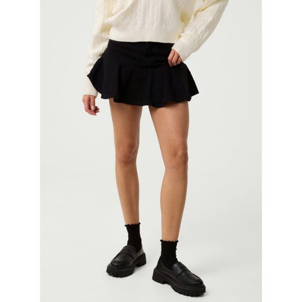 Pink Vanilla Flippy Denim Mini Skirt With Shorts