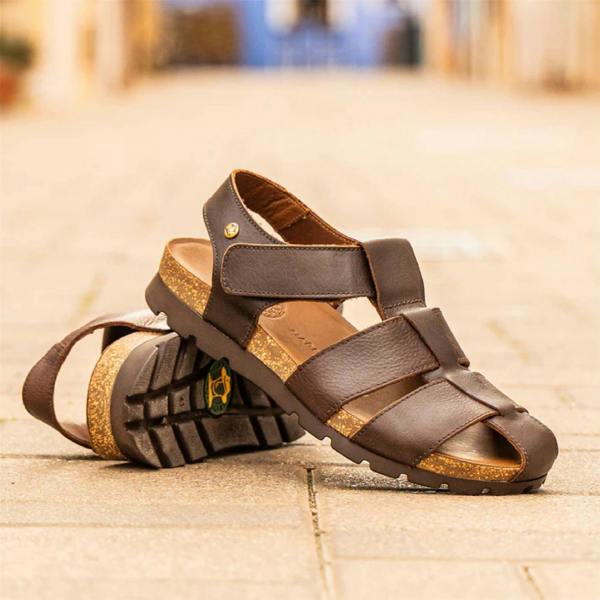 Panama Jack Men's Waterproof Bark Brown Leather Sandals - Stanley C1