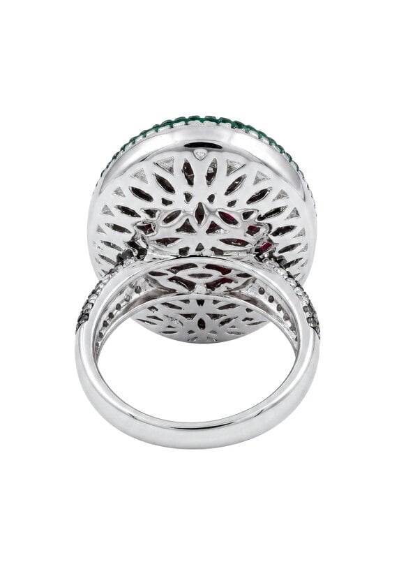 Latelita Serafina Green Opal Cocktail Ring Silver
