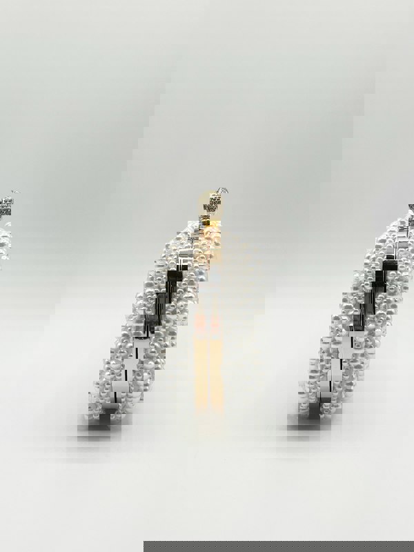 SVNX White Pearl beaded clutch bag