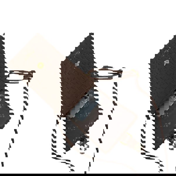 Assots London 'PETRA' Brown Croc Real Leather Mobile Phone Crossbody Bag