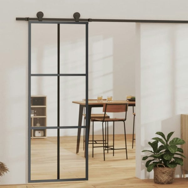 Berkfield Sliding Door with Hardware Set ESG Glass&Aluminium 76x205 cm