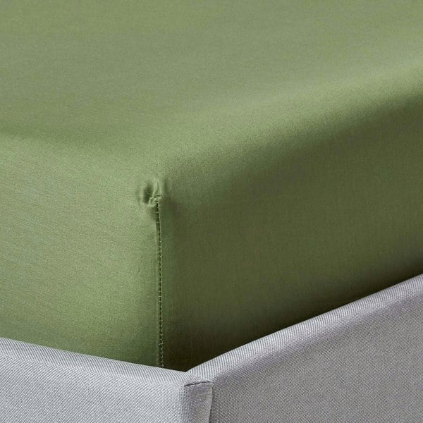 HOMESCAPES Organic 400 TC Egyptian Cotton Sateen Fitted Sheet – 30 cm Deep