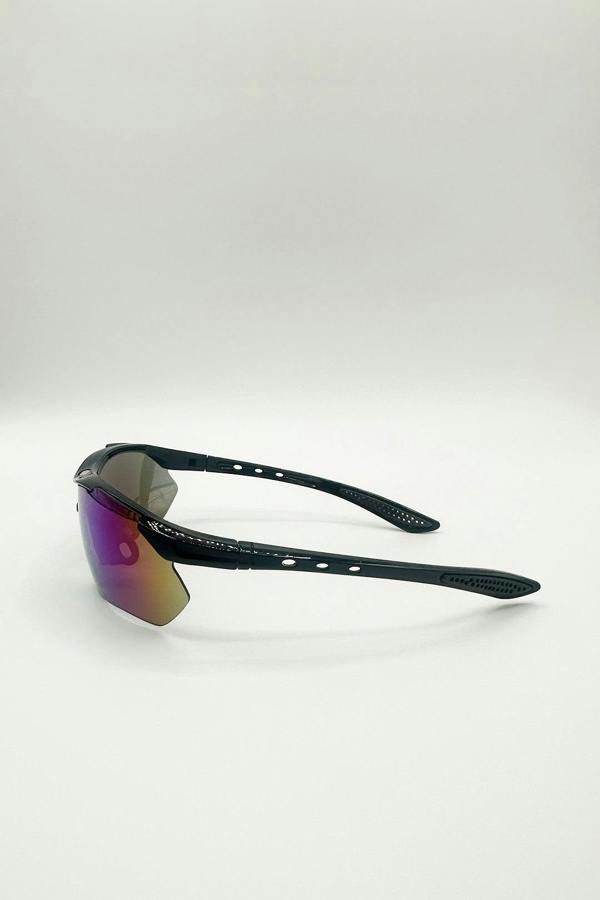 Outdoor Sports Racer Sunglasses In Black Multi With Case - svnx