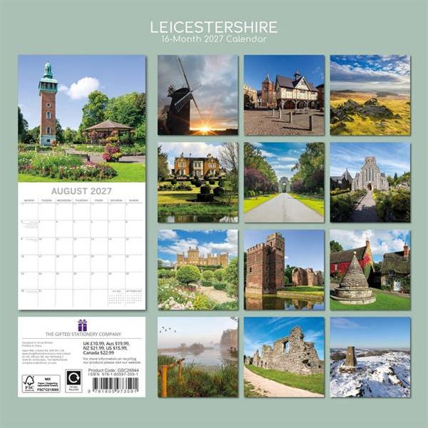Leicestershire Calendar 2027, Wall Calendars, Month To View, Travel, Gift