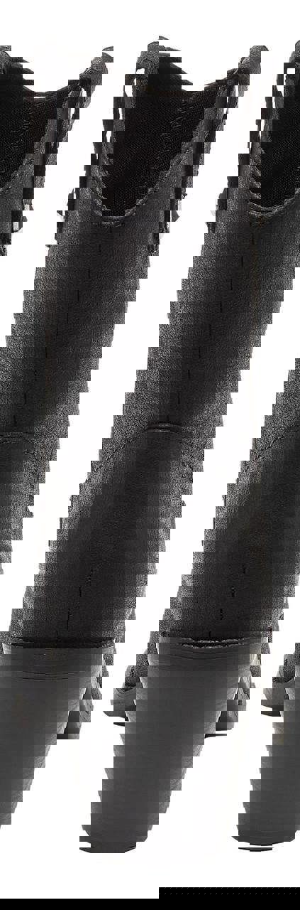 Rocket Dog Feather Womens Classic Cowboy Pull On Western Boots, rear view showing black leather material and stacked heel.