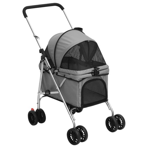 Berkfield Folding Dog Stroller Grey 76x50x100 cm Oxford Fabric